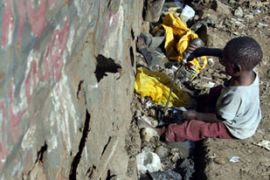 A young boy plays in Nairobi's Mathare slum
