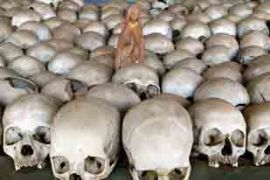 Skulls of victims of the 1994 Rwanda genocide