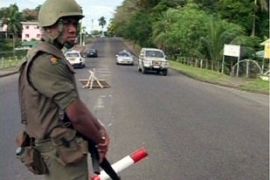 Fiji soldiers checkpoint Suva