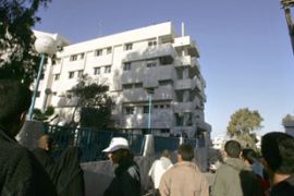 Armed men on the roof of a Gaza hospital