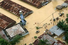 flooded houses in Aceh Tamiang East Aceh