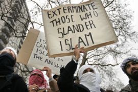 cartoons protest islam london