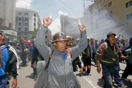Thousands of independent miners gather at the San Francisco square in the centre of La Paz February 6, 2007