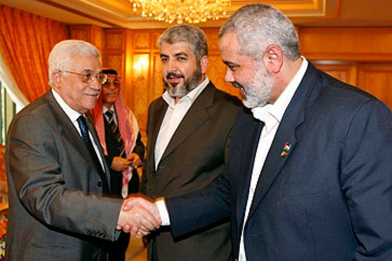 Palestinian Mahmoud Abbas Ismail Haniya Khaled Meshaal