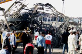 Iranian Revolutionary Guards bus destroyed by explosion