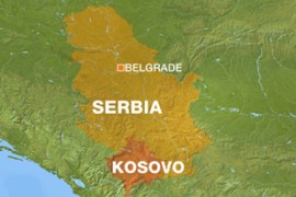 Map of Serbia showing Belgrade, Kosovo