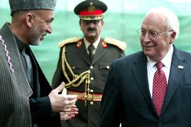Dick Cheney with Hamid Karzai