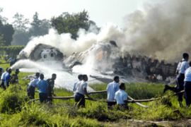 Jet crashes in Indonesia