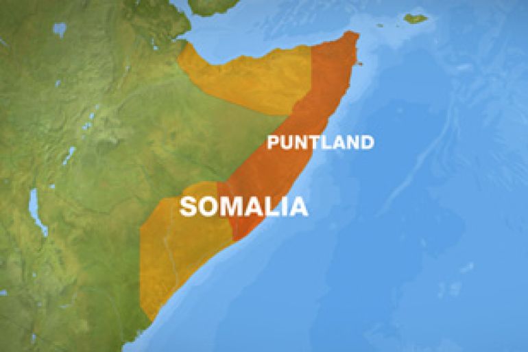 Map of Somalia showing Puntland