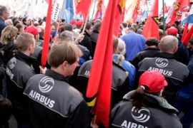 Airbus workers protest strike