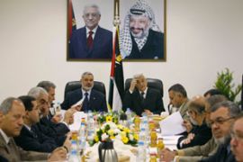 Haniya and Abbas at cabinet meeting