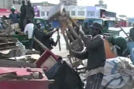 smashing up street stalls in Zambia