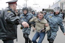 Russia police protest