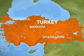 Map of Turkey showing Istanbul, Ankara and Diyarbakir
