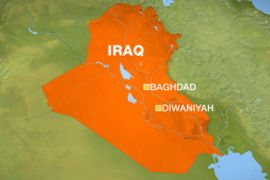 Map of Iraq showing Diwaniyah