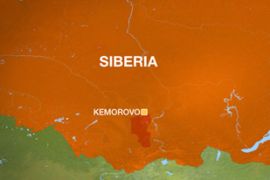 Map of Siberia showing Kemorovo