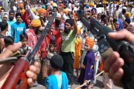 Protest Sikh India guru
