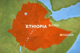 Map of Ethiopia showing Ogaden and Jijiga