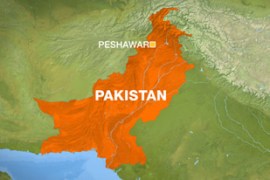 Map of Pakistan showing Peshawar