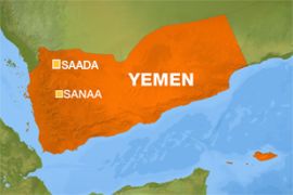 Map of Yemen showing Saada