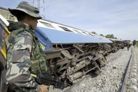 Thai train crash, south, violence, shutdown