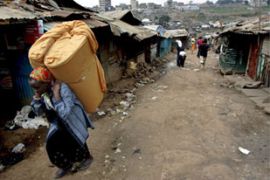 Woman flees Nairobi slum