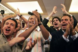 Sarkozy supporters celebrate early election results