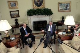 George Bush and Ehud Olmert