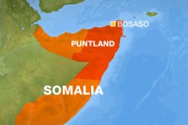 Somalia Puntland map with capital Bosaso