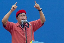 Hugo Chavez in red