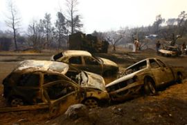 Burnt cars after Greece fires