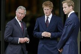 Britain's King Charles and his sons the Duke of Sussex Harry (C) and Prince William (R) attend the Service of Thanksgiving for the life of princess Diana [File Photo]