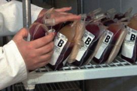Bags of human blood, photo