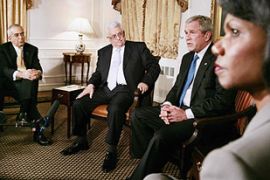 us president george bush meeting with palestinian leaders