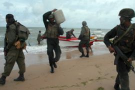 Sri Lanka security forces ferry supplies
