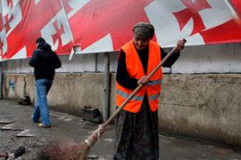 georgia emergency state woman sweeping