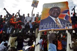 Nairobi, KENYA : Supporters of Orange Democratic Movement (ODM)