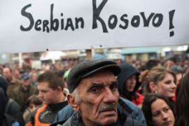 Serbs protest in Mitrovica