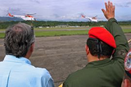 Venezuelan president Hugo Chavez, rescure mission helicopters Colombian hostages