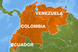 colombia venezuela ecuador map Farc
