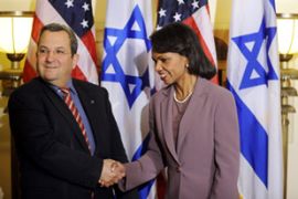 Ehud Barak with Condoleezza Rice