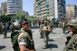 Lebanon Army on Beirut street