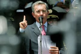 Colombian president Alvaro Uribe