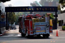 Fire fighters enter Universal studio
