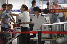 tight security at urumqi airport in xinjiang