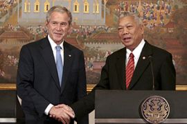 us president george bush and thai pm samak sundaravej