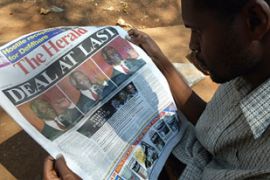 Newpaper Zimbabwe power-sharing unity deal
