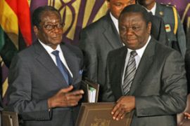 Mugabe and Tsvangirai Zimbabwe rivals
