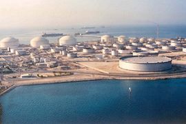 saudi arabia tankers at oil storage facility