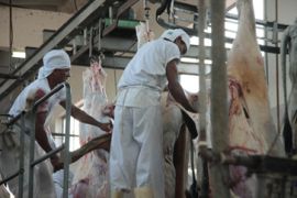 Inside slaughter house in Maraba Brazil